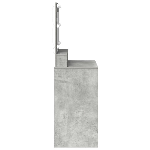 vidaXL Dressing Table with LED Lights in Concrete Grey, 79x41x135 cm