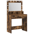 vidaXL Vanity Table Smoked Oak Engineered Wood 75.5 x 41 x 135 cm Mirror