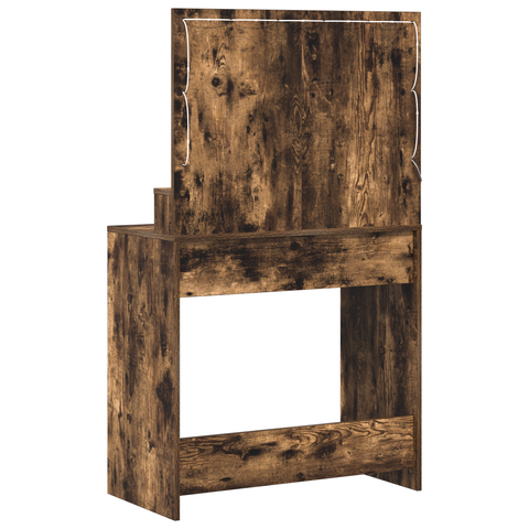 vidaXL Vanity Table Smoked Oak Engineered Wood 75.5 x 41 x 135 cm Mirror