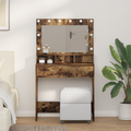 vidaXL Vanity Table Smoked Oak Engineered Wood 75.5 x 41 x 135 cm Mirror