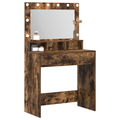 vidaXL Vanity Table Smoked Oak Engineered Wood 75.5 x 41 x 135 cm Mirror