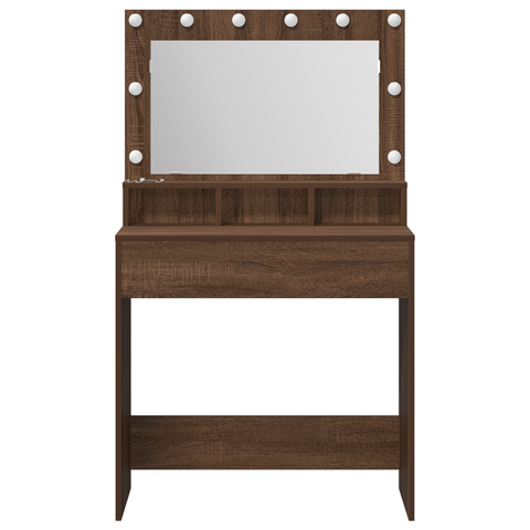 vidaXL Brown Oak Dressing Table with LED Lights, 79x41x135 cm