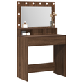 vidaXL Brown Oak Dressing Table with LED Lights, 79x41x135 cm