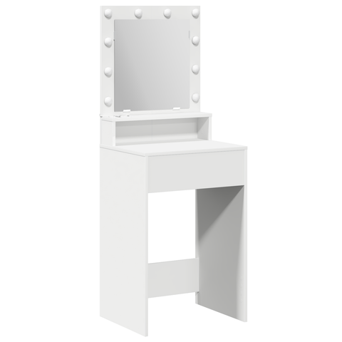 vidaXL White Dressing Table with LED Lights, 50x41x135 cm