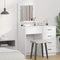 vidaXL White Dressing Table with LED Lights, 50x41x135 cm