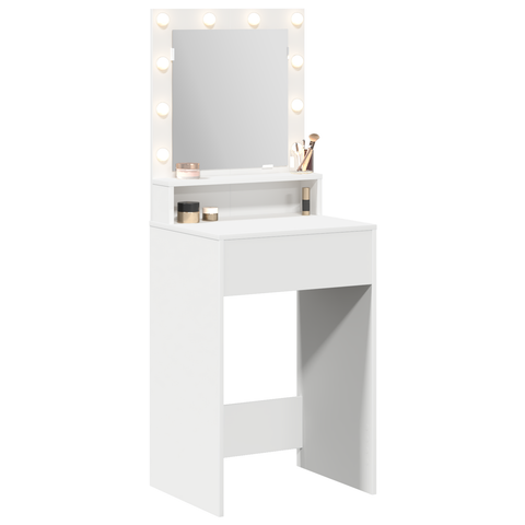 vidaXL White Dressing Table with LED Lights, 50x41x135 cm