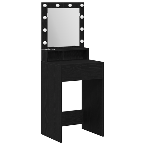 vidaXL Black Oak Dressing Table with LED Lights - 50x41x135 cm