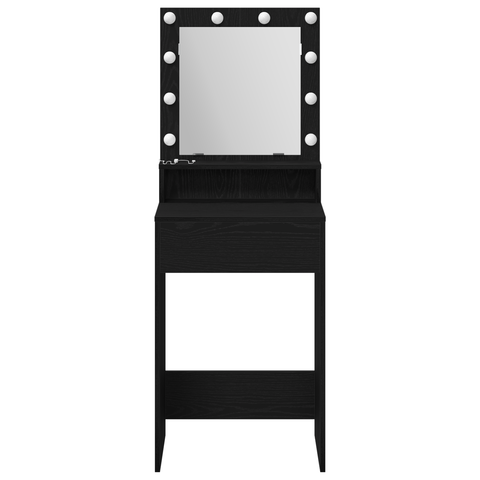 vidaXL Black Oak Dressing Table with LED Lights - 50x41x135 cm