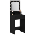 vidaXL Black Oak Dressing Table with LED Lights - 50x41x135 cm