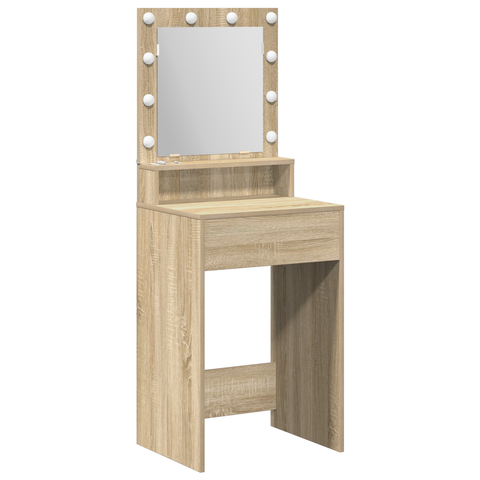 vidaXL Dressing Table with LED Lights in Sonoma Oak, 50x41x135 cm
