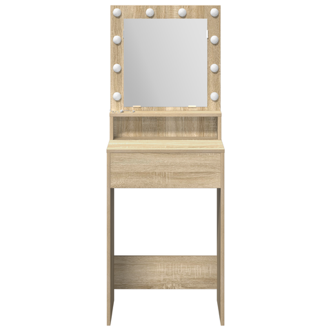 vidaXL Dressing Table with LED Lights in Sonoma Oak, 50x41x135 cm