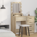 vidaXL Dressing Table with LED Lights in Sonoma Oak, 50x41x135 cm