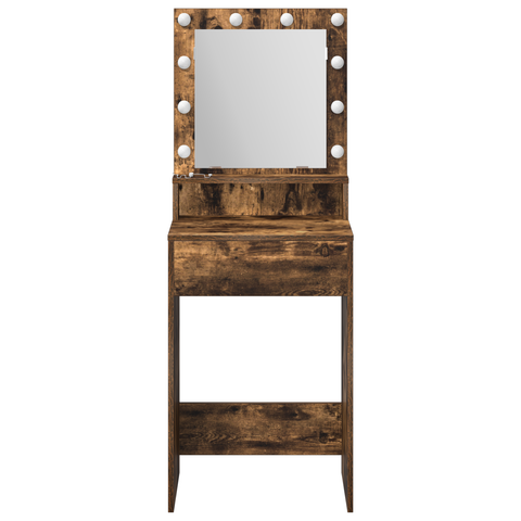 vidaXL Makeup Table with LED Lights - Smoked Oak 50x41x135 cm