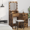 vidaXL Makeup Table with LED Lights - Smoked Oak 50x41x135 cm
