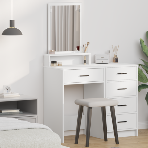 vidaXL White Dressing Table with Drawers - 50x41x140 cm