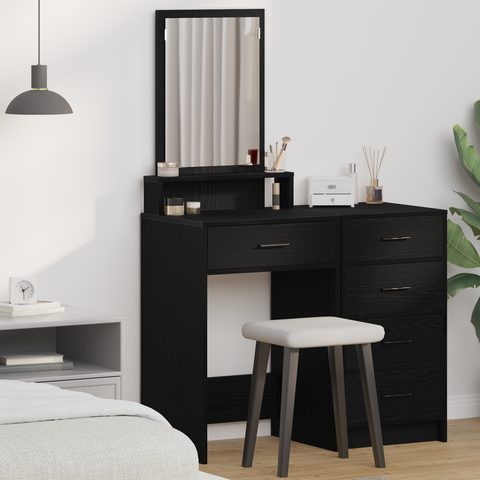 vidaXL Dressing Table with Drawers - Black Oak - 50x41x140 cm