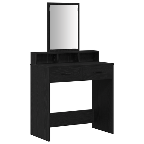 vidaXL Dressing Table with Drawers Black Oak 79x41x140 cm