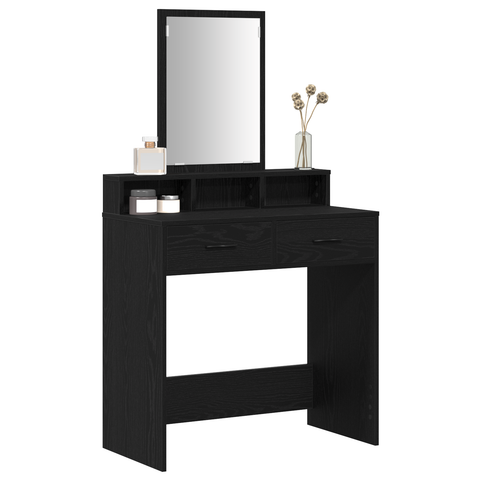 vidaXL Dressing Table with Drawers Black Oak 79x41x140 cm