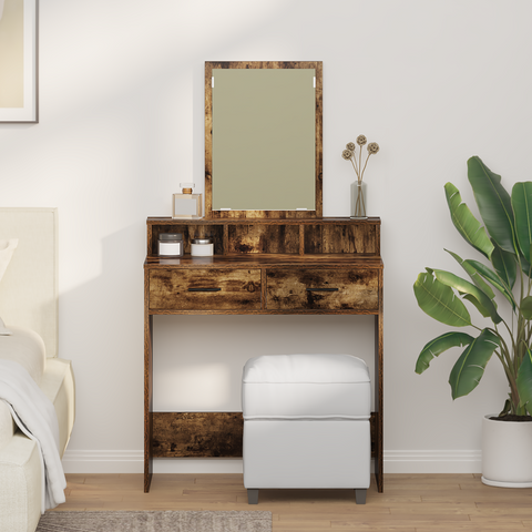 vidaXL Dressing Table with Drawers - Smoked Oak, 79x41x140 cm