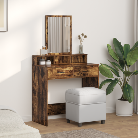 vidaXL Dressing Table with Drawers - Smoked Oak, 79x41x140 cm