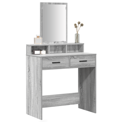 vidaXL Grey Sonoma Dressing Table with Drawers - 79x41x140 cm