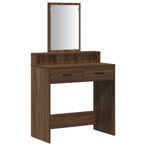 vidaXL Brown Oak Dressing Table with Drawers, 79x41x140 cm