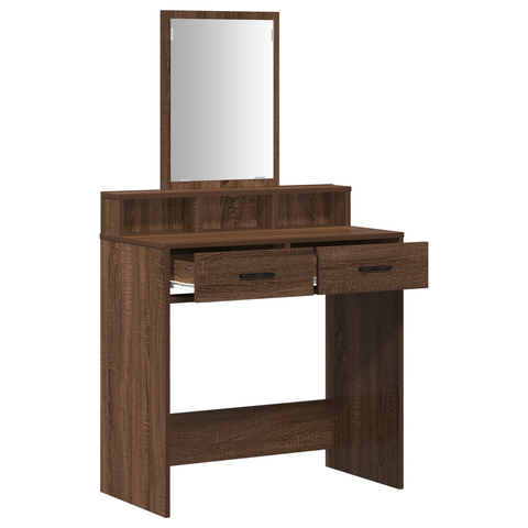 vidaXL Brown Oak Dressing Table with Drawers, 79x41x140 cm