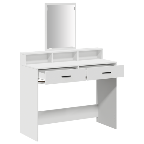 vidaXL White Dressing Table with Drawers, 100x41x140 cm