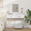 vidaXL White Dressing Table with Drawers, 100x41x140 cm