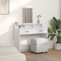 vidaXL White Dressing Table with Drawers, 100x41x140 cm