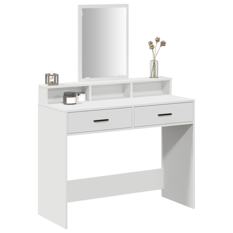 vidaXL White Dressing Table with Drawers, 100x41x140 cm