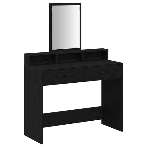vidaXL Black Oak Dressing Table with Drawers - 100x41x140 cm