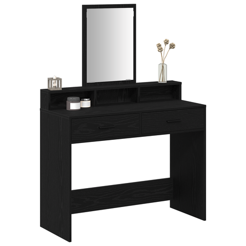 vidaXL Black Oak Dressing Table with Drawers - 100x41x140 cm