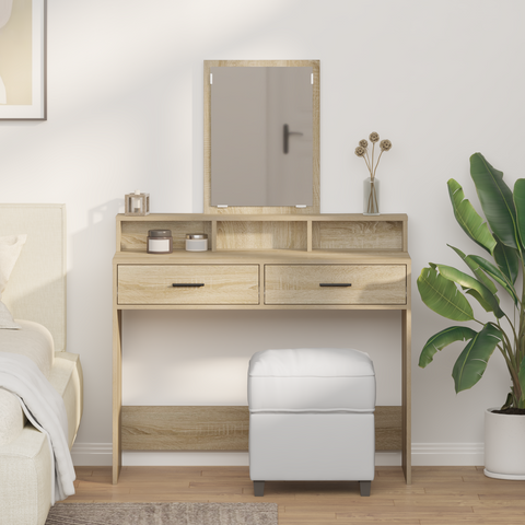 vidaXL Dressing Table with Drawers Sonoma Oak 100x41x140 cm