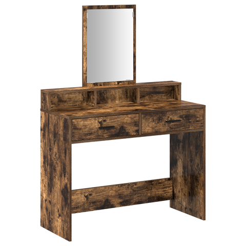 vidaXL Dressing Table with Drawers - Smoked Oak, 100x41x140 cm