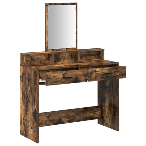 vidaXL Dressing Table with Drawers - Smoked Oak, 100x41x140 cm