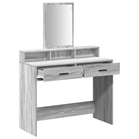 vidaXL Dressing Table with Drawers Grey Sonoma 100x41x140 cm