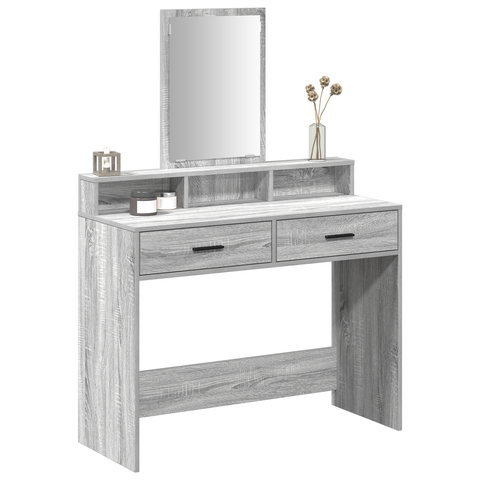 vidaXL Dressing Table with Drawers Grey Sonoma 100x41x140 cm