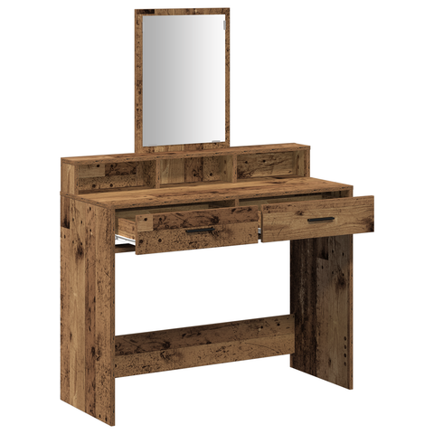 vidaXL Dressing Table with Drawers Old Wood 100x41x140 cm