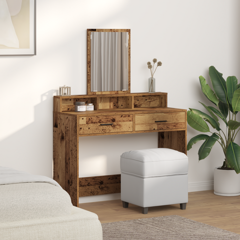 vidaXL Dressing Table with Drawers Old Wood 100x41x140 cm