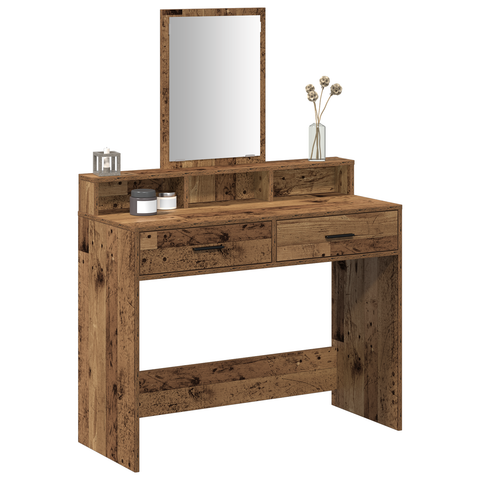 vidaXL Dressing Table with Drawers Old Wood 100x41x140 cm