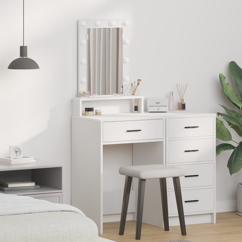 vidaXL Dressing Table with LED Lights White 50x41x140 cm