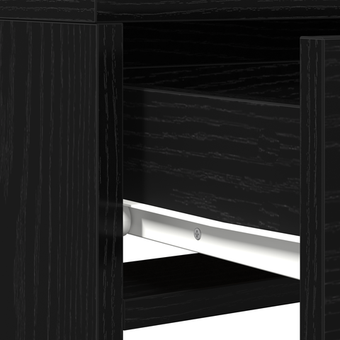 vidaXL Makeup Table with LED Lights - Black Oak, 50x41x140 cm