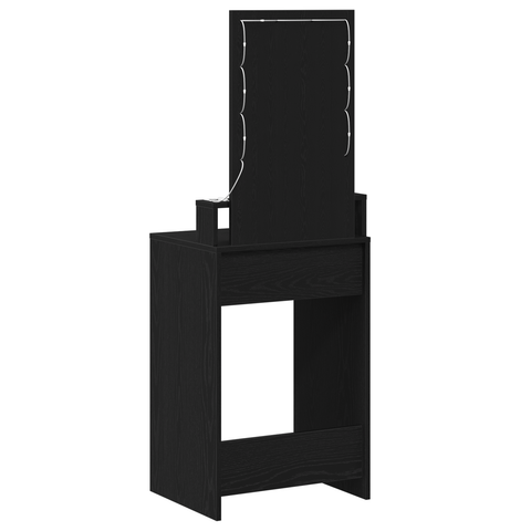 vidaXL Makeup Table with LED Lights - Black Oak, 50x41x140 cm