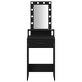 vidaXL Makeup Table with LED Lights - Black Oak, 50x41x140 cm
