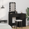 vidaXL Makeup Table with LED Lights - Black Oak, 50x41x140 cm