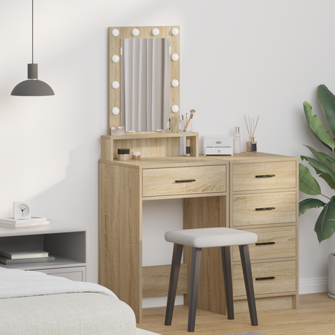 vidaXL Dressing Table with LED Lights - Sonoma Oak - 50x41x140 cm