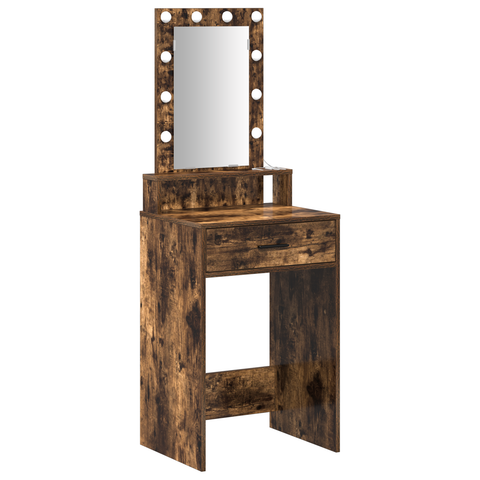 vidaXL Dressing Table with LED Lights Smoked Oak 50x41x140 cm
