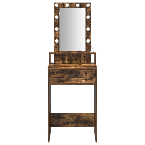 vidaXL Dressing Table with LED Lights Smoked Oak 50x41x140 cm