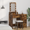 vidaXL Dressing Table with LED Lights Smoked Oak 50x41x140 cm